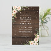 Sparkling Rustic Floral Country QR Code Wedding Kaart (Staand voorkant)