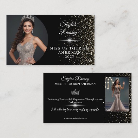 Sparkling Sand Pageant Business Card Visitekaartje (Voorkant / Achterkant)