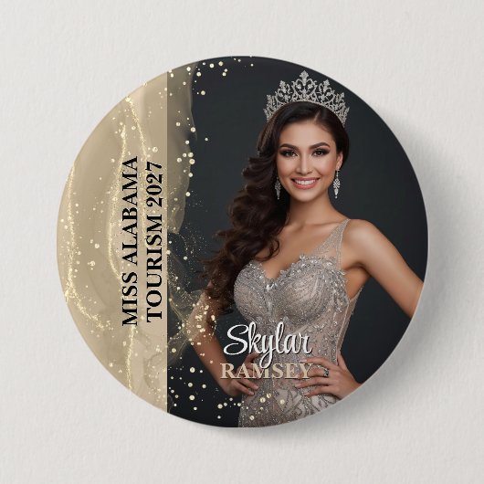 Sparkling Sand Pageant Foto Knop Ronde Button 7,6 Cm (Voorkant)