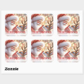 Sparkling Santa Rudolph Personalized Christmas   Vierkante Sticker (Vel)