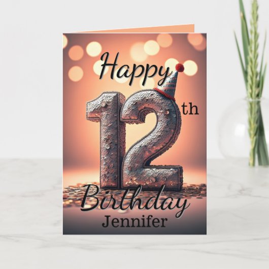 Sparkling Sequin 12e verjaardag Kaart (Voorkant)