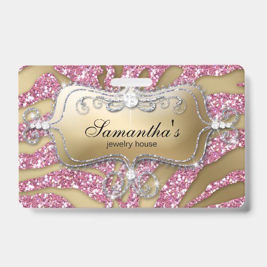 Sparkling Sieraden Zebra Goud Roze Badge (Voorzijde)
