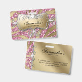 Sparkling Sieraden Zebra Goud Roze Badge (Voor- en achterkant)
