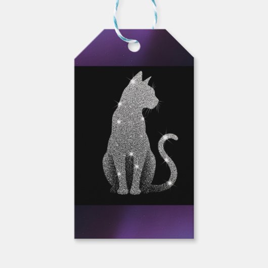 Sparkling Silver Cat Cadeaulabel (Voorkant)