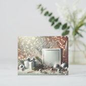 Sparkling Silver Christmas Background with Decorat Feestdagenkaart (Staand voorkant)