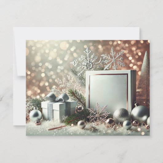 Sparkling Silver Christmas Background with Decorat Feestdagenkaart (Voorkant)