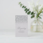 Sparkling Silver Glitter Wedding Registry Kaart (Staand voorkant)