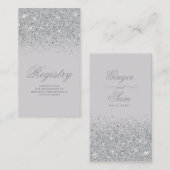 Sparkling Silver Glitter Wedding Registry Kaart (Voorkant / Achterkant)