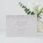 Sparkling Silver Glitter Wedding Response Kaarten RSVP Kaartje (Staand voorkant)
