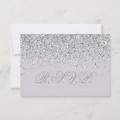 Sparkling Silver Glitter Wedding Response Kaarten RSVP Kaartje (Achterkant)