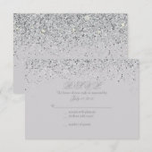 Sparkling Silver Glitter Wedding Response Kaarten RSVP Kaartje (Voorkant / Achterkant)