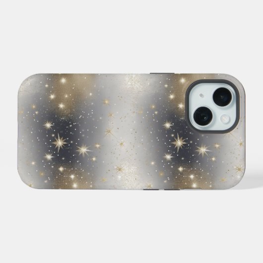 Sparkling Silver & Gold Elegance: Stijlvol iPhone 15 Case (Achterkant horizontaal)
