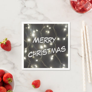 Sparkling Silver Lights Kerst Papier servet