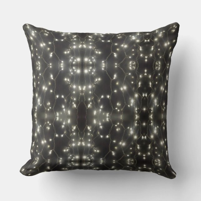 Sparkling Silver Lights Throw Pillow Kussen (Voorkant)