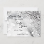 Sparkling Sneeuw en Ijs Winter Bruiloft Save The Date (Voorkant)