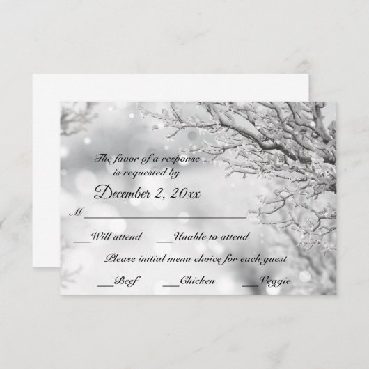 Sparkling Sneeuw en Ijs Winter RSVP + Menu (Voorkant / Achterkant)