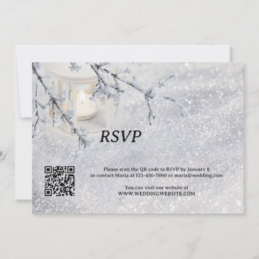 Sparkling Sneeuw Winter Lantaarn Repetitie Diner Kaart (Achterkant)