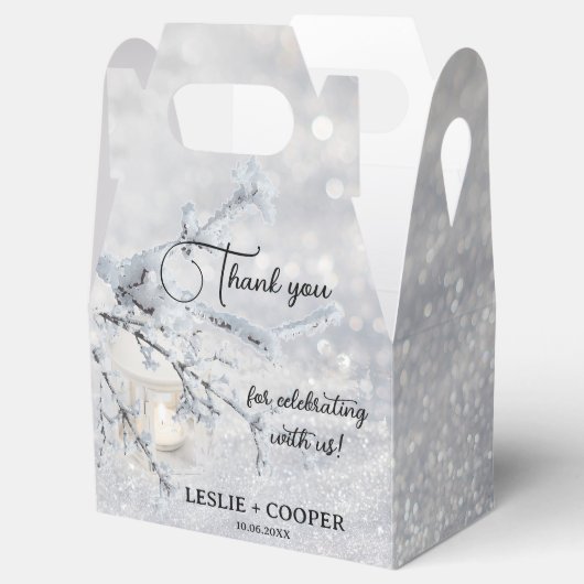 Sparkling Sneeuwlantaarn Winter Bruiloft Dank u Bedankdoosjes (Geopend)