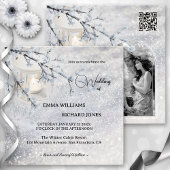 Sparkling Sneeuwlantaarn Winter Bruiloft Foto Kaart