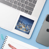 Sparkling Sneeuwval Kerst Dorps Scene Sticker (Laptop met iPhone)