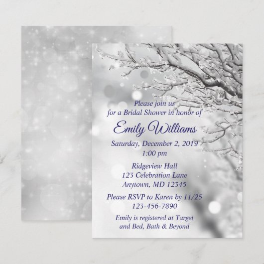 Sparkling Snow & Ice Winter Bruiloft Vrijgezellenf Kaart (Voorkant / Achterkant)