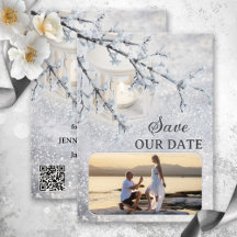 Sparkling Snow Photo Winter Save the Date Kaart
