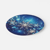 Sparkling Snowflake Blue Paper Borden - Elegant Papieren Bordje (Gekanteld)