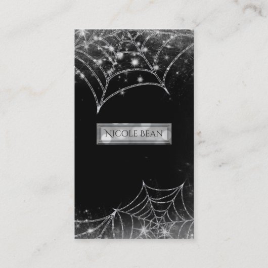 Sparkling Spiderwebs Dark Glam Halloween Gothic Visitekaartje (Voorkant)