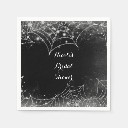 Sparkling Spiderwebs Halloween Feest Servet (Voorkant)