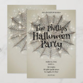 Sparkling Spinnenweb Whimsical Bruine Halloween Fe Kaart (Voorkant / Achterkant)