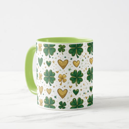 Sparkling St. Patrick's Pattern Design Mok (Voorkant links)