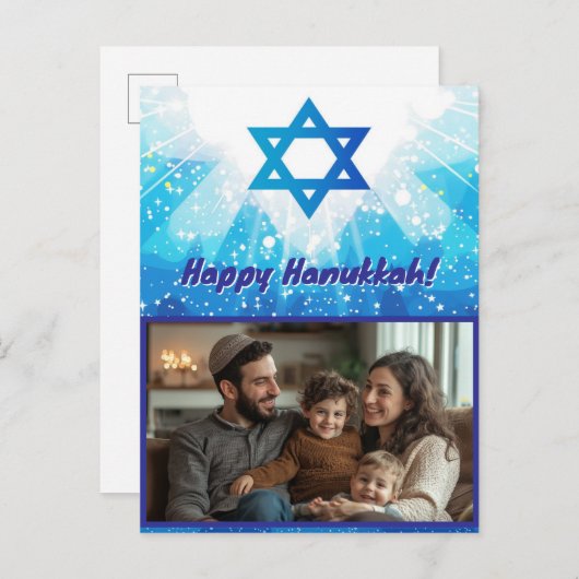 🕎 Sparkling Star Chanoeka Foto Briefkaart (Voorkant / Achterkant)