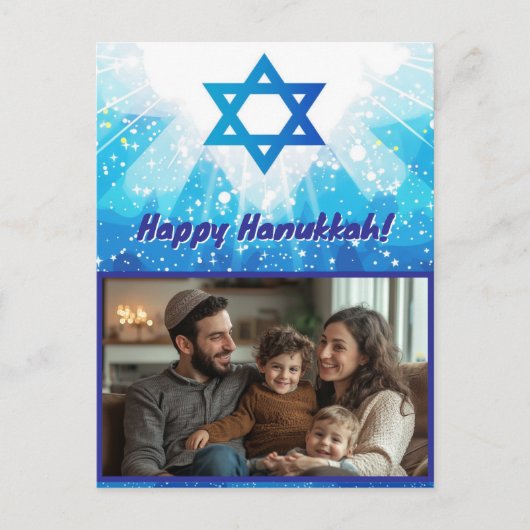 🕎 Sparkling Star Chanoeka Foto Briefkaart (Voorkant)