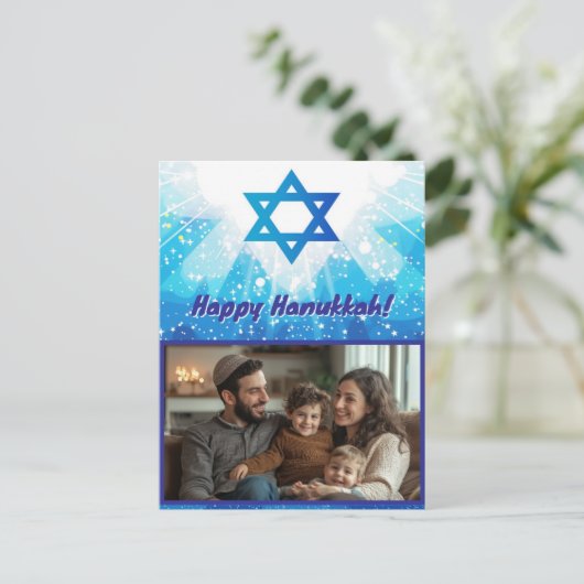 🕎 Sparkling Star Chanoeka Foto Briefkaart (Staand voorkant)