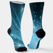 Sparkling Starry Night Sky Blue Gradient Crew Sock Sokken (Gebogen)