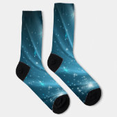 Sparkling Starry Night Sky Blue Gradient Crew Sock Sokken (Rechts)