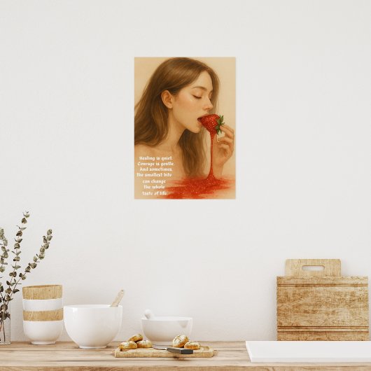 Sparkling Strawberry Art Poster (Keuken)