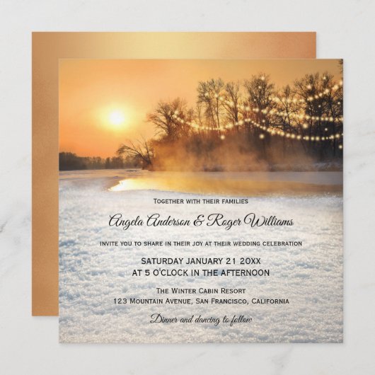 Sparkling String Lights Winter bruiloft uitnodigin Kaart (Voorkant / Achterkant)