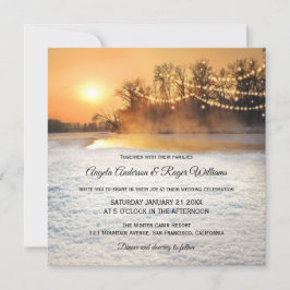 Sparkling String Lights Winter bruiloft uitnodigin Kaart