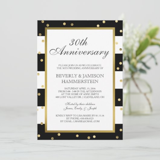 Sparkling Stripes | 30-jarig huwelijksfeest Kaart (Staand voorkant)
