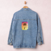 Sparkling Sunset Palm Tree | Tropical Paradise Sil Denim Jacket (Hangar)