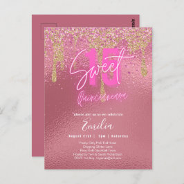Sparkling Sweet16 Schattig Roze 16e Verjaardag Briefkaart