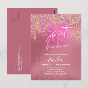 Sparkling Sweet16 Schattig Roze 16e Verjaardag Briefkaart