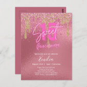 Sparkling Sweet16 Schattig Roze 16e Verjaardag Briefkaart (Voorkant / Achterkant)