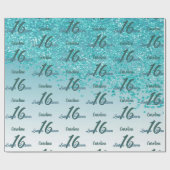 Sparkling Sweet 16 Falling Blauwgroen Blauw Glitte Cadeaupapier (Vlak)