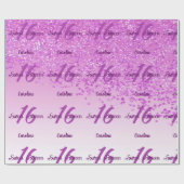 Sparkling Sweet 16 Falling Pink Glitter Cadeaupapier (Vlak)