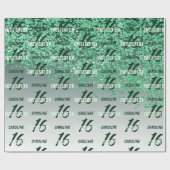 Sparkling Sweet 16 Vallende Groene Glitter Cadeaupapier (Vlak)