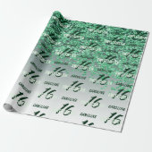 Sparkling Sweet 16 Vallende Groene Glitter Cadeaupapier (Uitgerold)