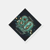 Sparkling Teal and Gold 80th Birthday Servet (Hoek)