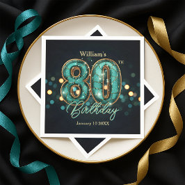  Sparkling Teal and Gold 80th Birthday  Servet